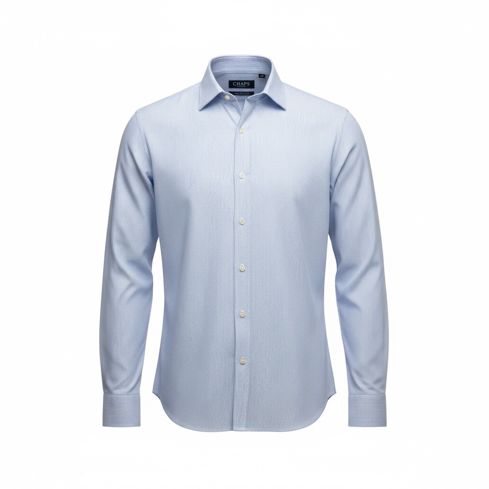 Chaps Men's Blue plaid long sleeve Dress Shirt
